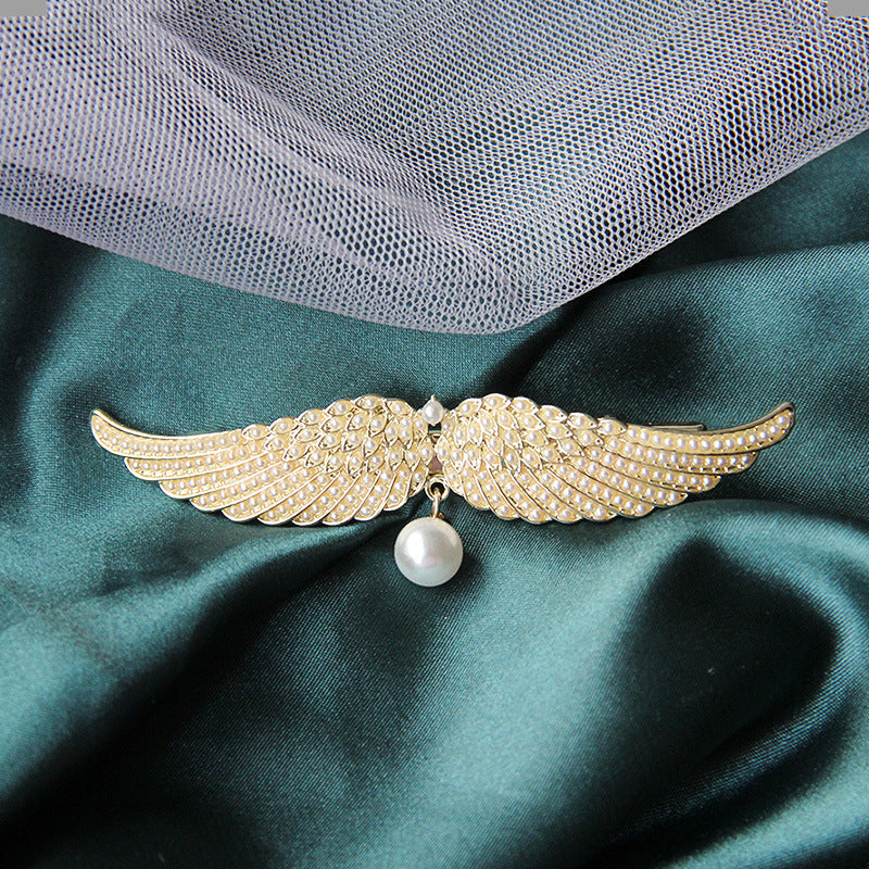 Full Diamond Delicate Hairpin Angel Wings Alloy Top Clip Elegant Lady Head Half-tie Hair Duckbill Clip Korean Hair Accessories