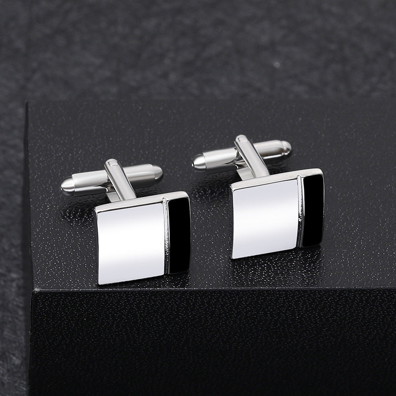 Simple And Creative Square Black And White Stitching French Men's Business Shirt Cufflinks