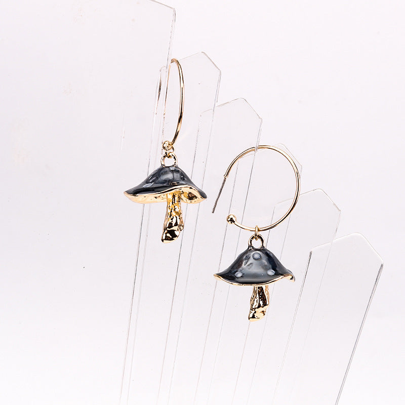 Cross-Border New Multicolor Oil Dripping Mushroom Earrings Personality Wild Earrings Metal Earrings Female ZA Earrings