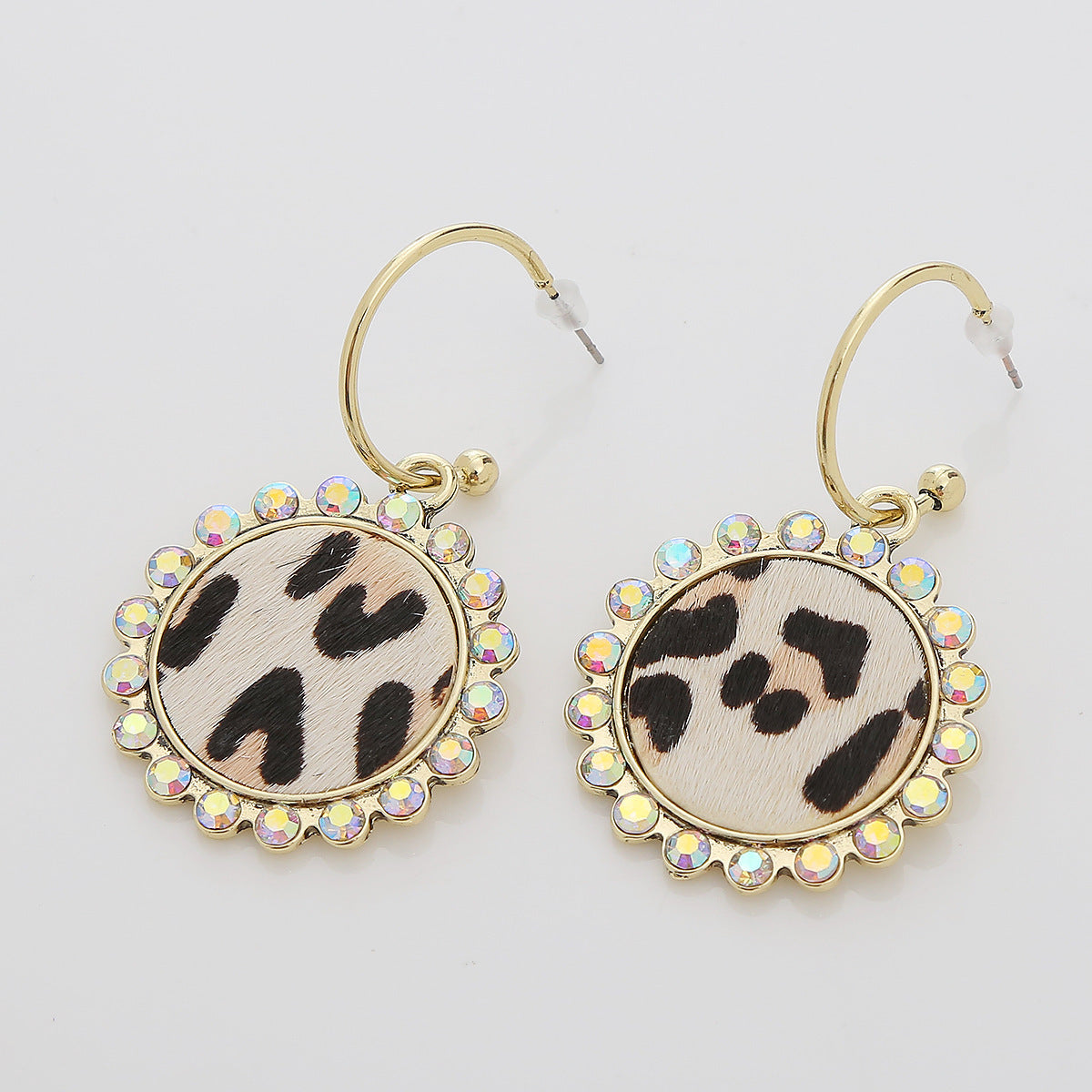 Drop-Shaped Double-Sided Pu Leather Earrings Leopard Leather Earrings