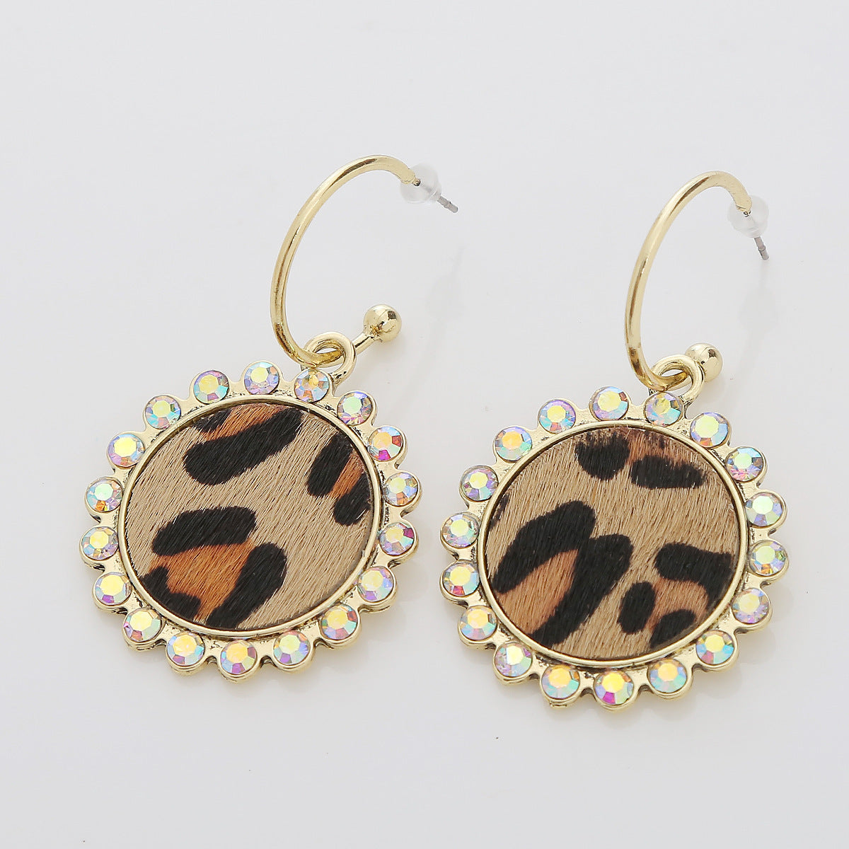 Drop-Shaped Double-Sided Pu Leather Earrings Leopard Leather Earrings