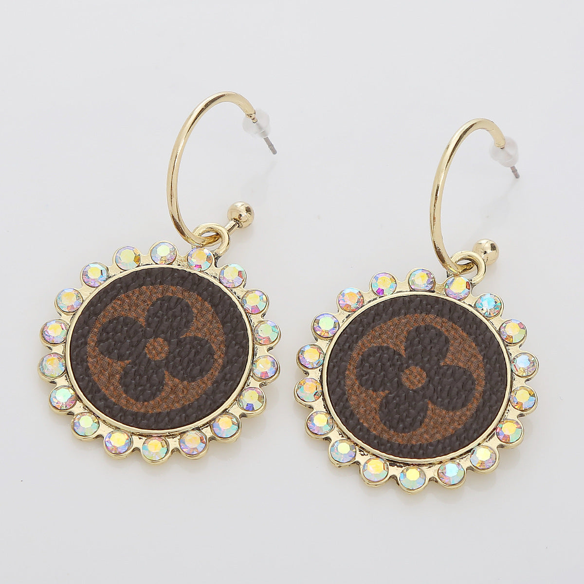 Drop-Shaped Double-Sided Pu Leather Earrings Leopard Leather Earrings