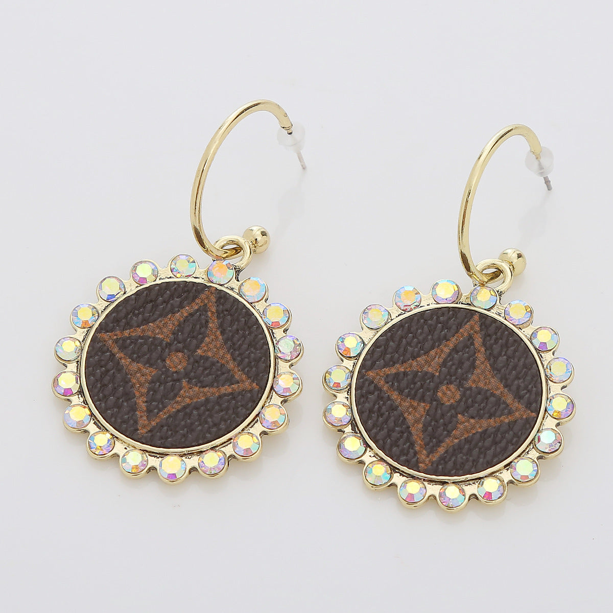 Drop-Shaped Double-Sided Pu Leather Earrings Leopard Leather Earrings