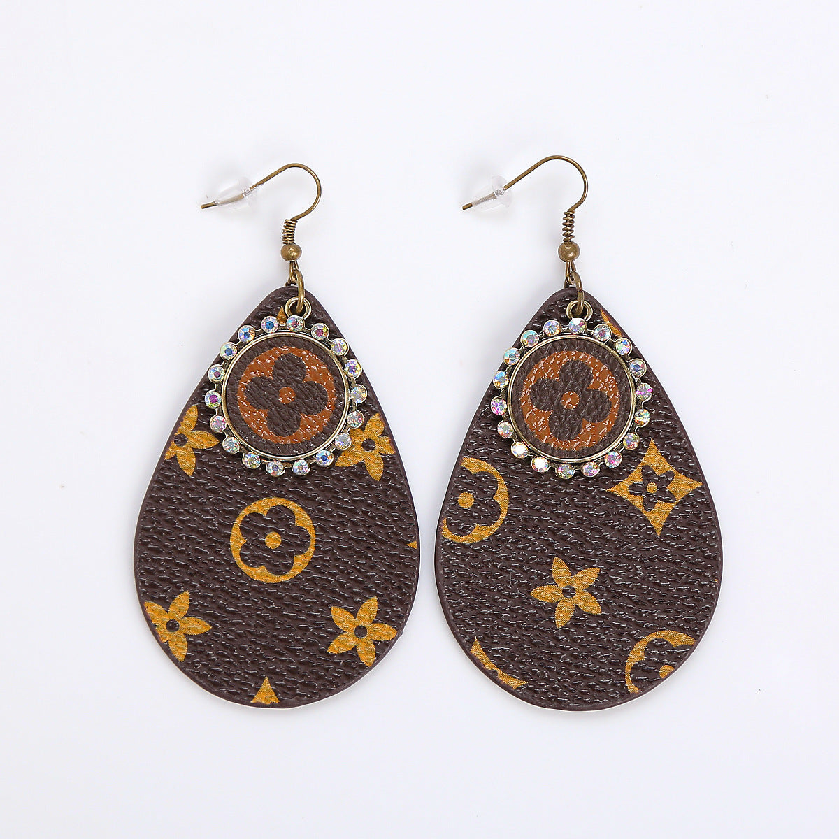 Drop-Shaped Double-Sided Pu Leather Earrings Leopard Leather Earrings