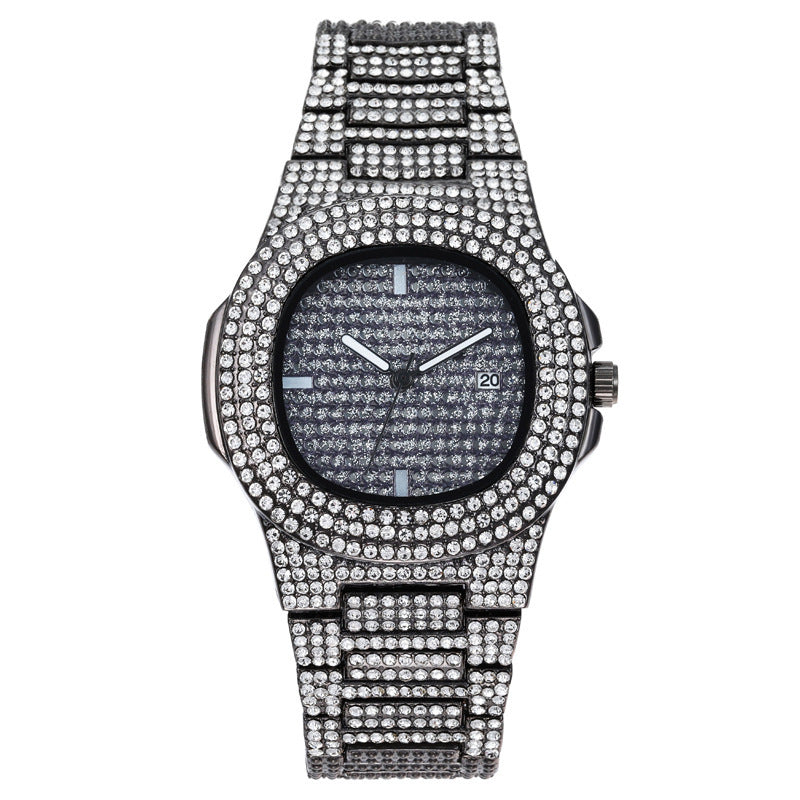 Men's Luxury Diamond Date Quartz Watch