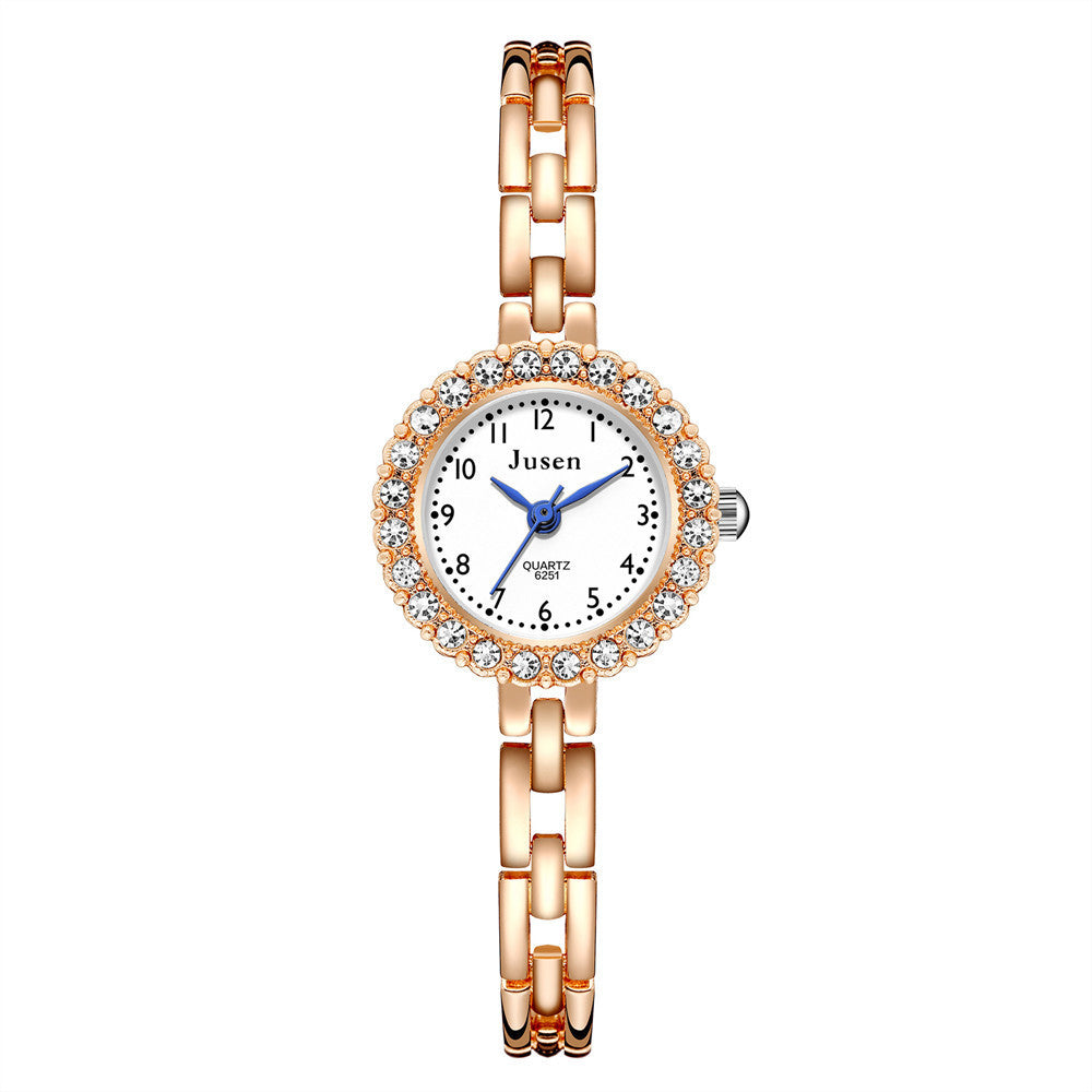 Diamond-studded Alloy Thin Steel Band Bracelet Digital Ladies Watch