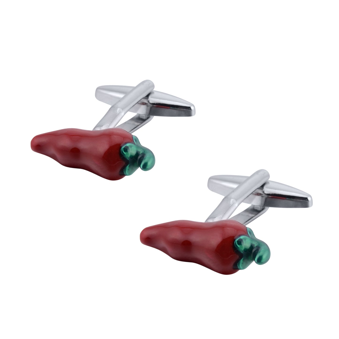 Enamel Cufflinks Fun Vegetables 3D Red Pepper Cufflinks