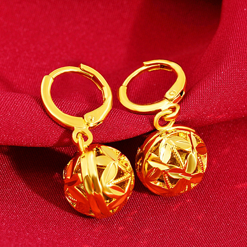 Fashion Wisp Four-Leaf Clover Earrings Women's Vietnamese Sand Gold Imitation 24k Wispy Four-Leaf Clover Wholesale