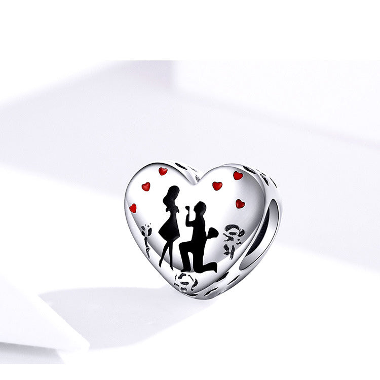 Sterling Silver S925 Creative Romantic Couple Silver Pendant