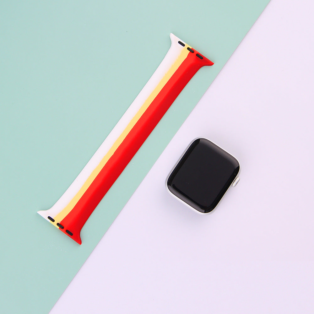 Compatible with Apple, Silicone strap for Apple Watch Band 38mm 40mm Rainbow color matching for iWatch serie SE 6 5 4 3 2 1 42mm 44mm Replace strap