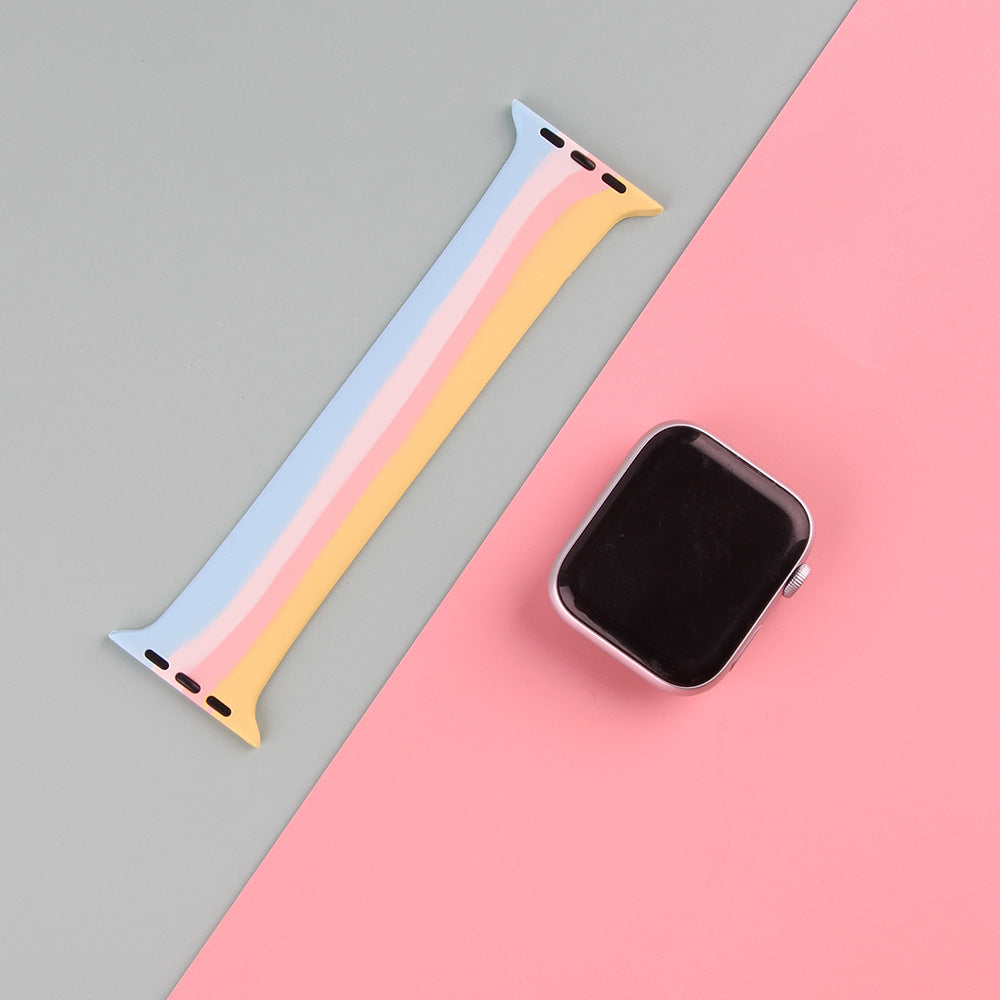 Compatible with Apple, Silicone strap for Apple Watch Band 38mm 40mm Rainbow color matching for iWatch serie SE 6 5 4 3 2 1 42mm 44mm Replace strap