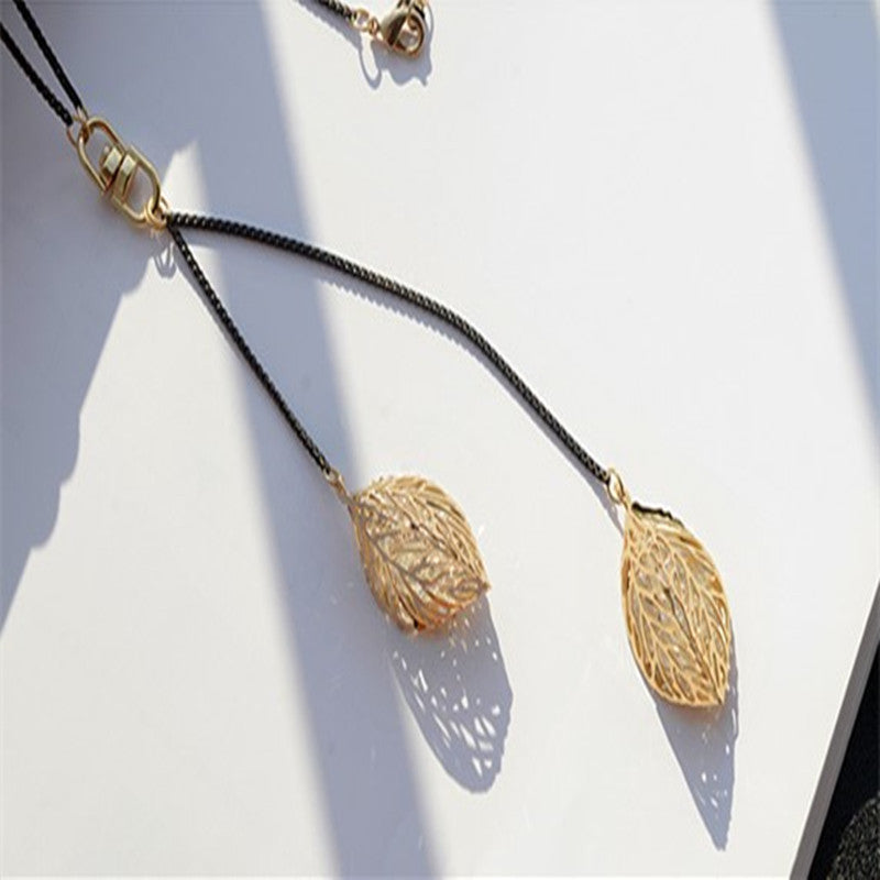 Leaf Tassel Long Necklace Women New Fashion Jewelry Black  Necklaces & Pendants