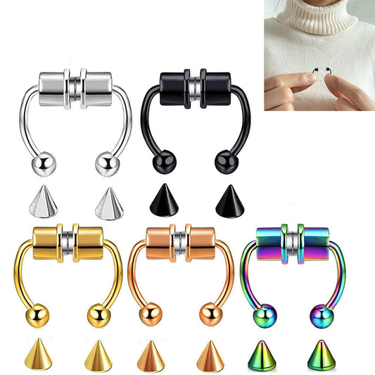 Stainless Steel Magnet False Nose Ring Horseshoe Ring