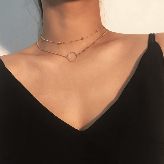 SUMENG New Arrival Fashion Modern Choker Necklace Two Layers Round Necklaces Gold Color Necklace Choker Jewelry For Women