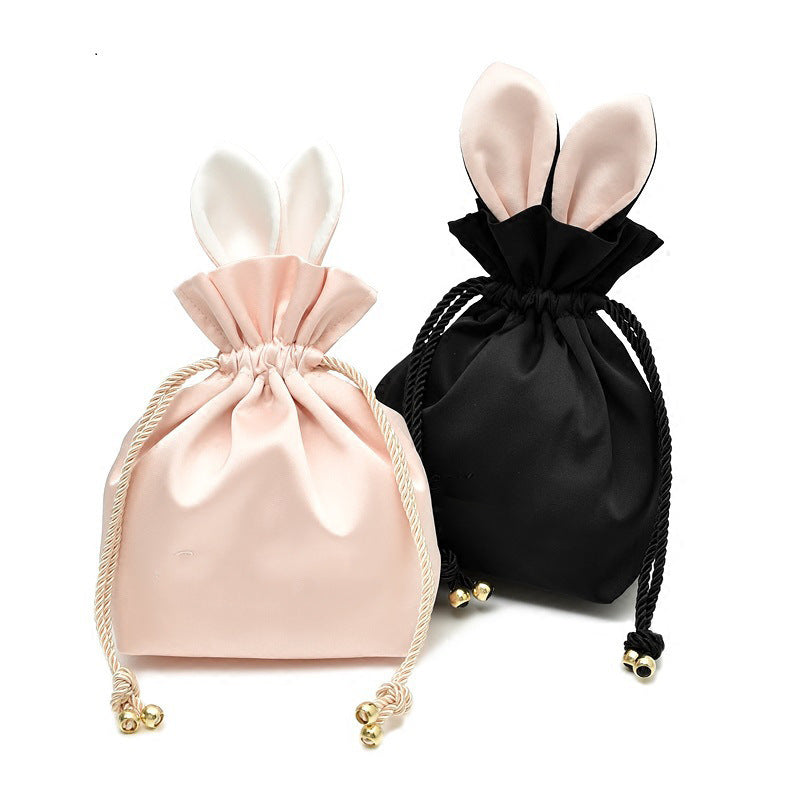 2019 Custom Jewelry Storage Bag Cosmetic Bag Silk Drawstring Pocket Jewelry Bag Travel Cute Rabbit Ear Storage Bag