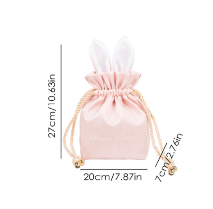 2019 Custom Jewelry Storage Bag Cosmetic Bag Silk Drawstring Pocket Jewelry Bag Travel Cute Rabbit Ear Storage Bag