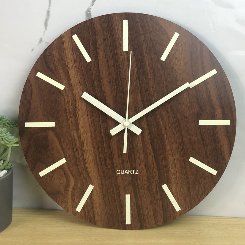 Glow In The Dark Wood Wall Clock Luminous Needle Wall Glitter Clock Modern Design Hanging Home Decor Clocks For Living Room