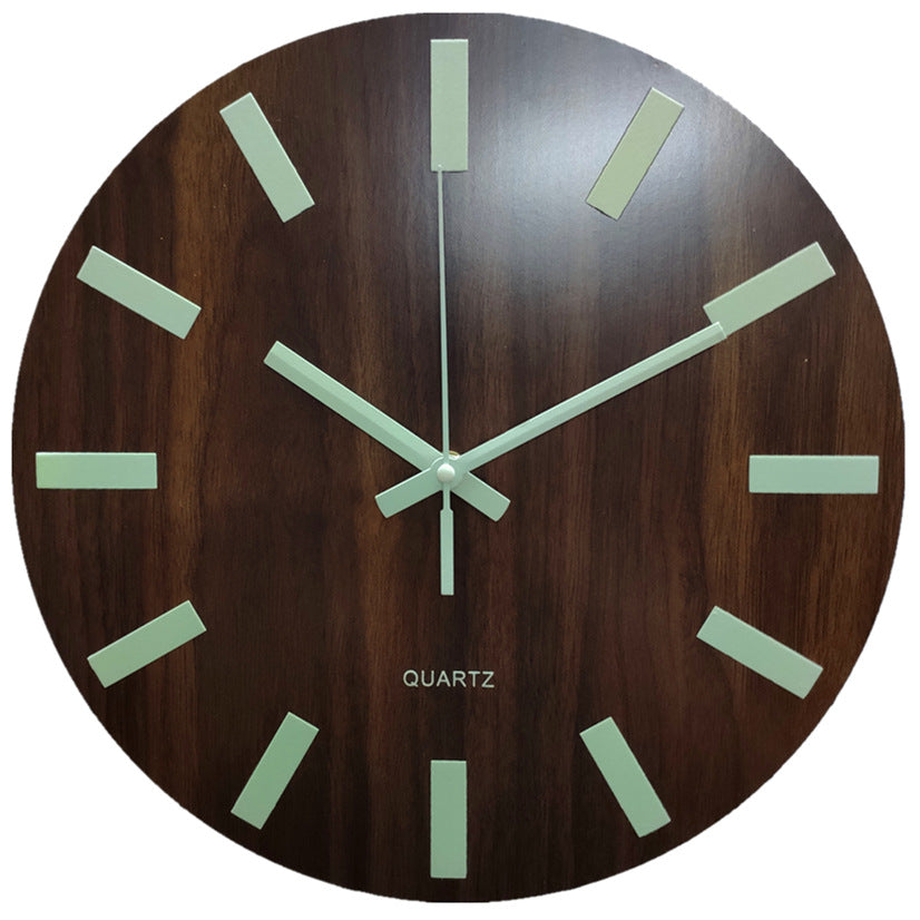 Glow In The Dark Wood Wall Clock Luminous Needle Wall Glitter Clock Modern Design Hanging Home Decor Clocks For Living Room