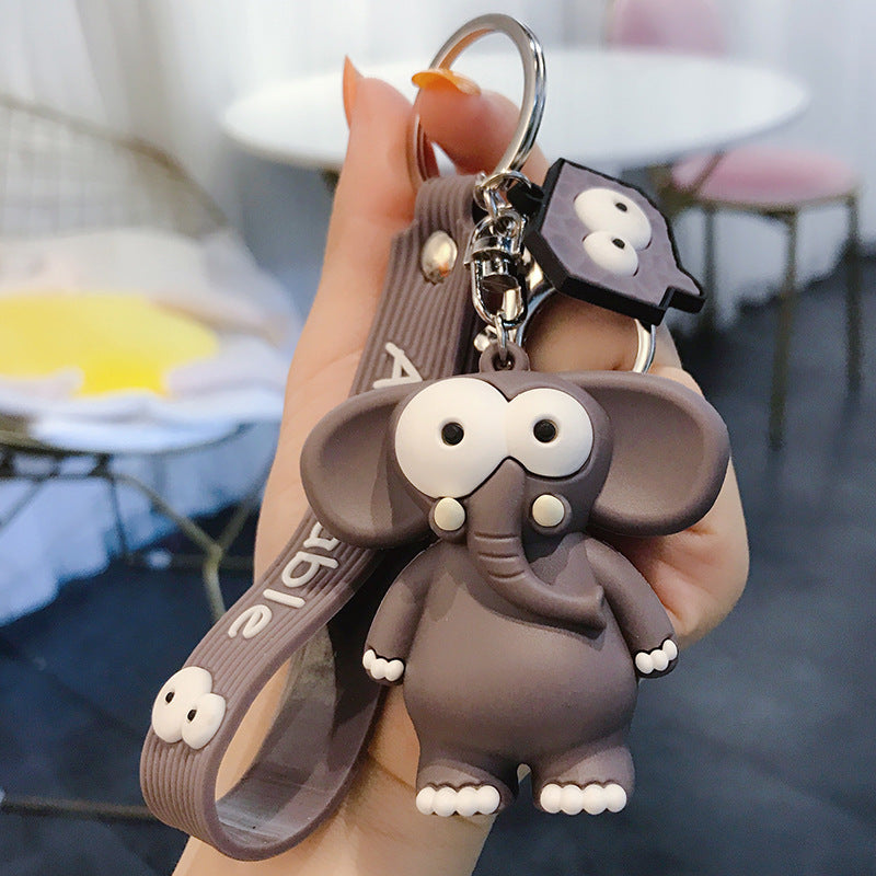 Funny Ugly Cute Eye-Eyed Elephant Keychain Cute Cartoon Epoxy Eye-Eyed Cow Car Key Chain Ring Bag Pendant