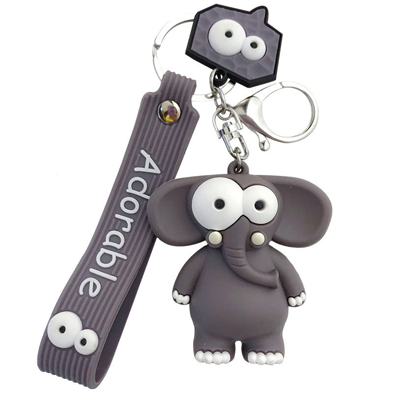 Funny Ugly Cute Eye-Eyed Elephant Keychain Cute Cartoon Epoxy Eye-Eyed Cow Car Key Chain Ring Bag Pendant