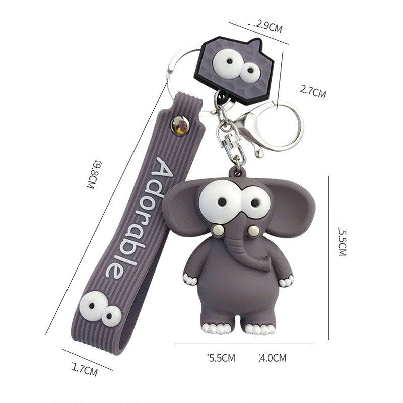 Funny Ugly Cute Eye-Eyed Elephant Keychain Cute Cartoon Epoxy Eye-Eyed Cow Car Key Chain Ring Bag Pendant