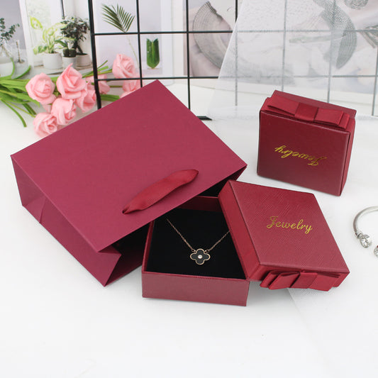 Packaging Gift Box Dark Green Bow Jewelry Box Ring Box Necklace Box Jewelry Box Bracelet Box Wholesale