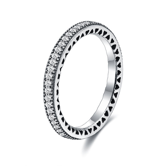 Full Diamond Proposal Diamond Ring Female 925 Silver Ring