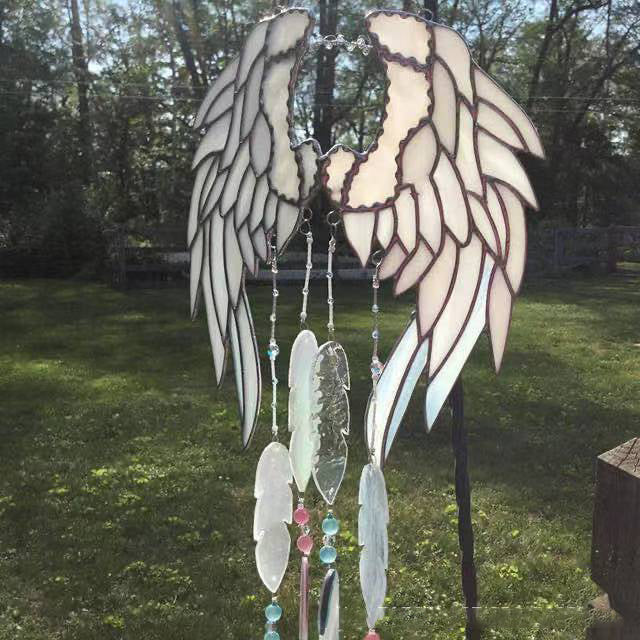 Crystal Angel Wing Chime Suncatcher Yard Gift Home Garden Hanging Decoration