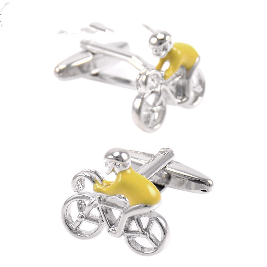 French Shirt Cycling Cufflinks Athlete Yellow