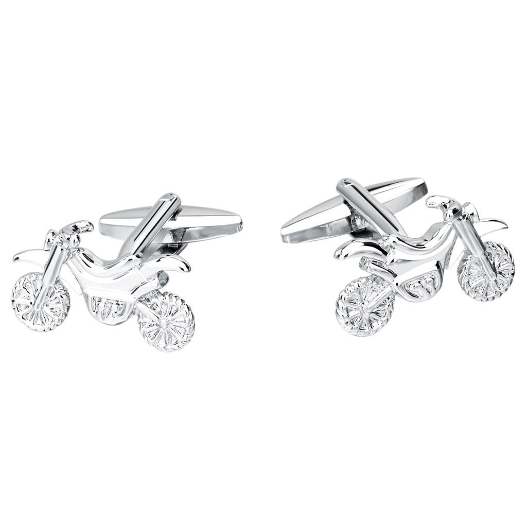 Silver Color Motorcycle Cufflinks for Men