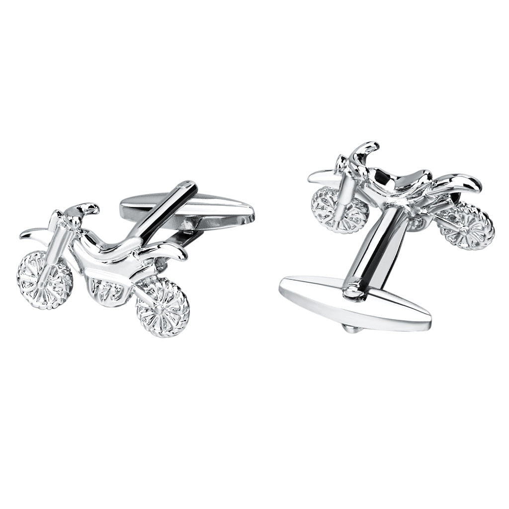 Silver Color Motorcycle Cufflinks for Men