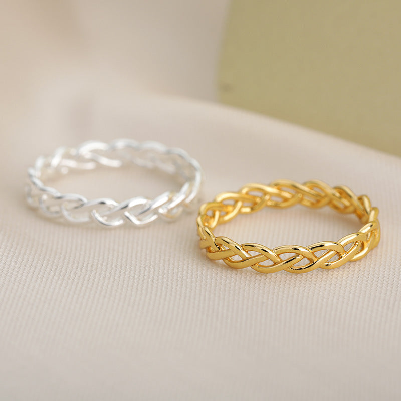 Twist Hollow Simple Rings For Women Girl Gold Color Stainless Steel Fashion Jewelry