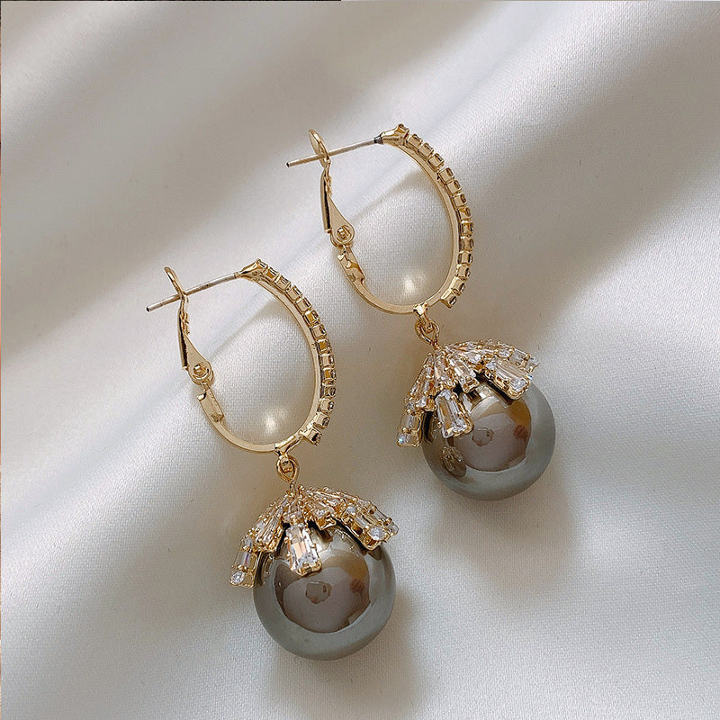 High Sense Of Temperament Fashion Earrings Female French Net Red Pearl Earrings