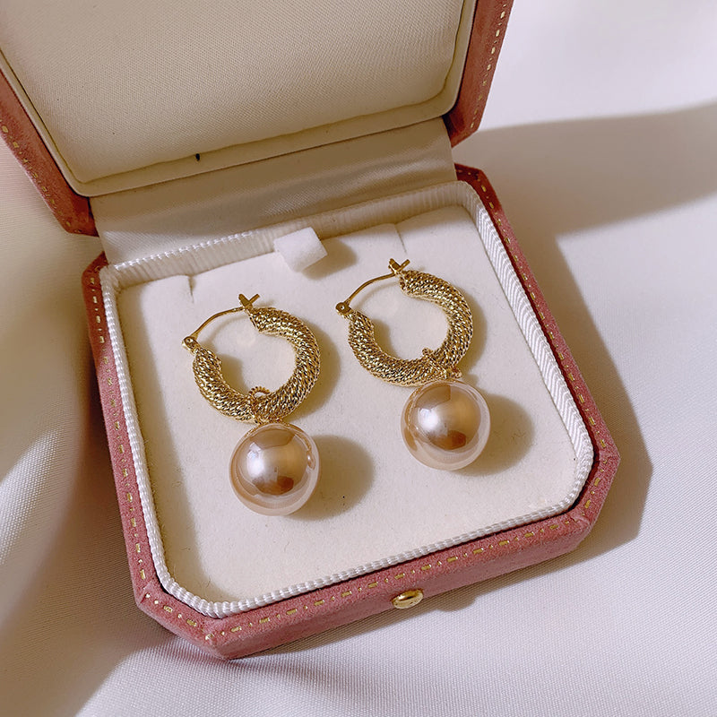 Metal Earrings Pearl Earrings Hong Kong Style Earrings Female Earrings