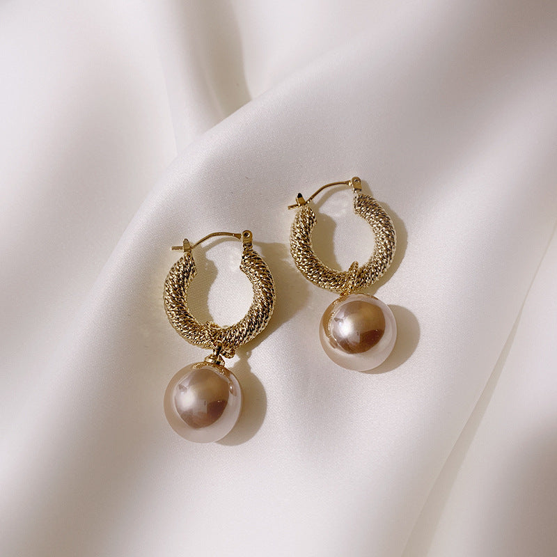 Metal Earrings Pearl Earrings Hong Kong Style Earrings Female Earrings