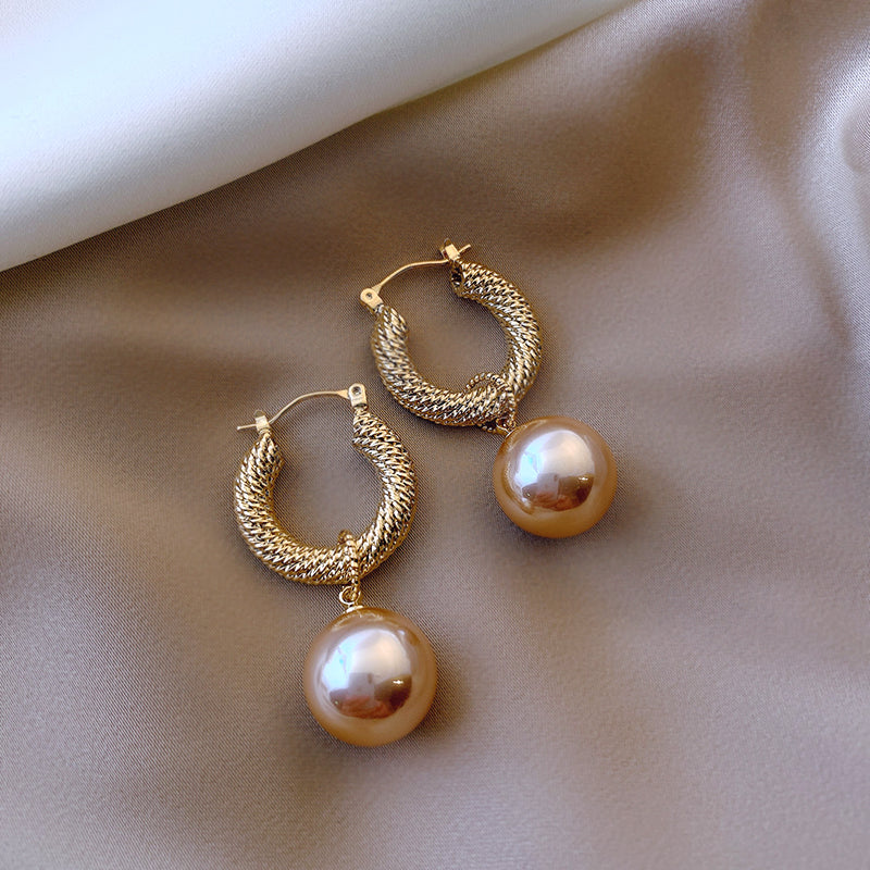 Metal Earrings Pearl Earrings Hong Kong Style Earrings Female Earrings