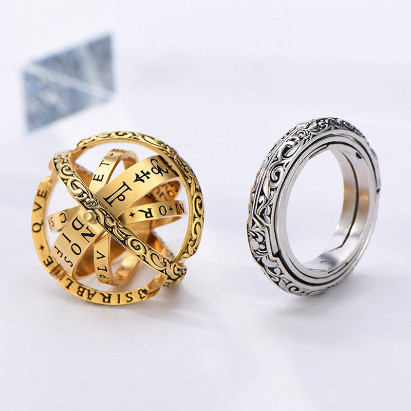 Ball-Shaped Flipped And Deformed Universe Ring Jewelry