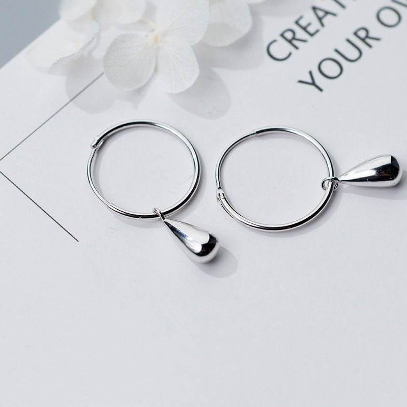 Sterling Silver Earrings Female Temperament Water Drop Earrings Hypoallergenic Earring Earrings