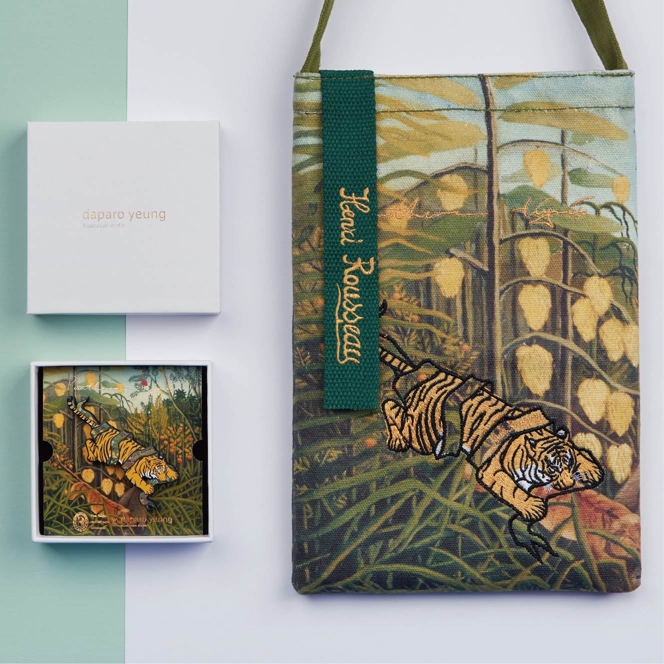 Rousseau'S Tiger Brooch Canvas Bag Hermitage Cooperation Famous Painting Art Enamel Badge Couple Jewelry Nutshell Store