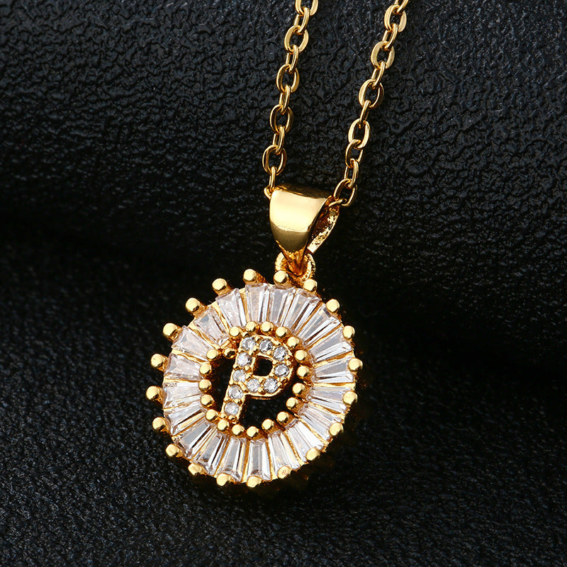 Personalized Initial Necklace with Cubic Zirconia