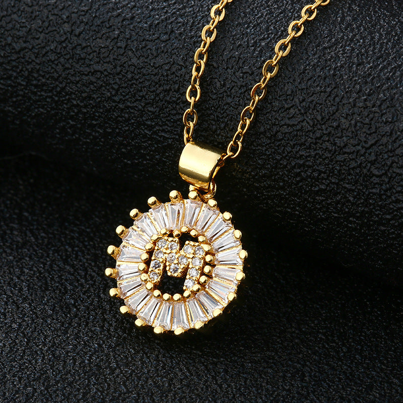 Personalized Initial Necklace with Cubic Zirconia