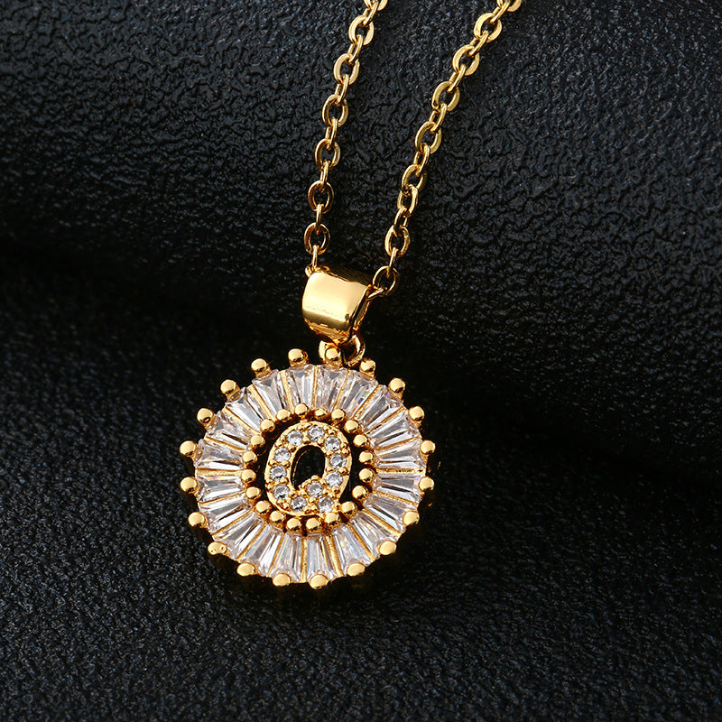 Personalized Initial Necklace with Cubic Zirconia