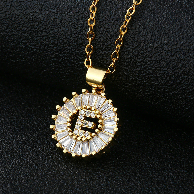 Personalized Initial Necklace with Cubic Zirconia