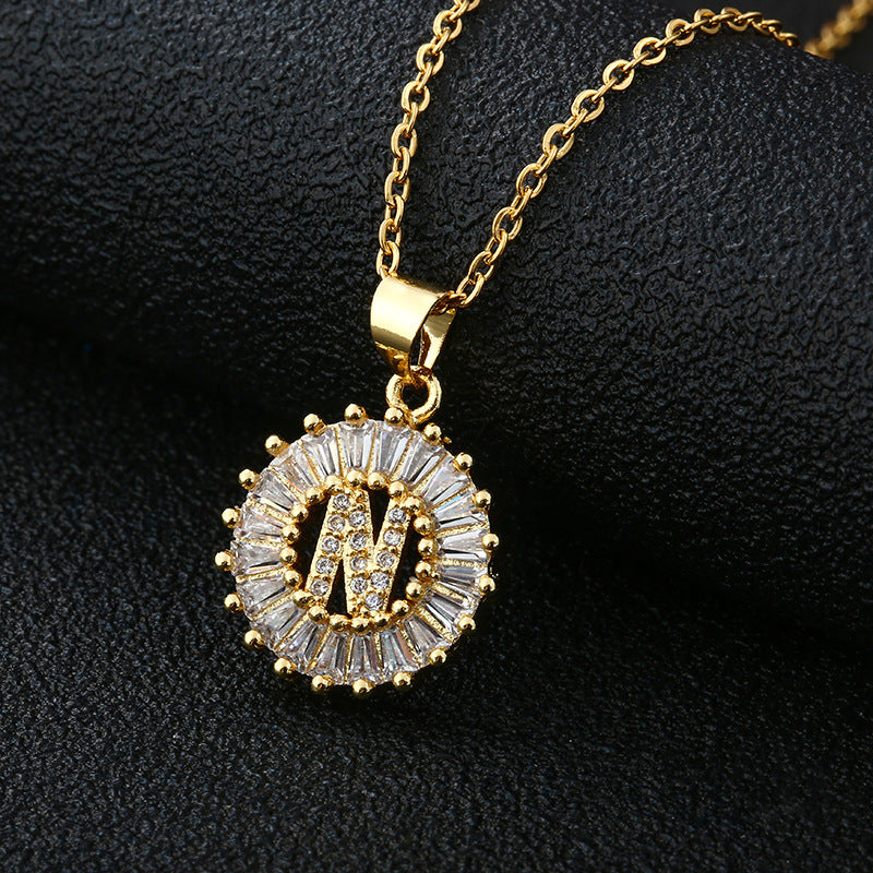 Personalized Initial Necklace with Cubic Zirconia