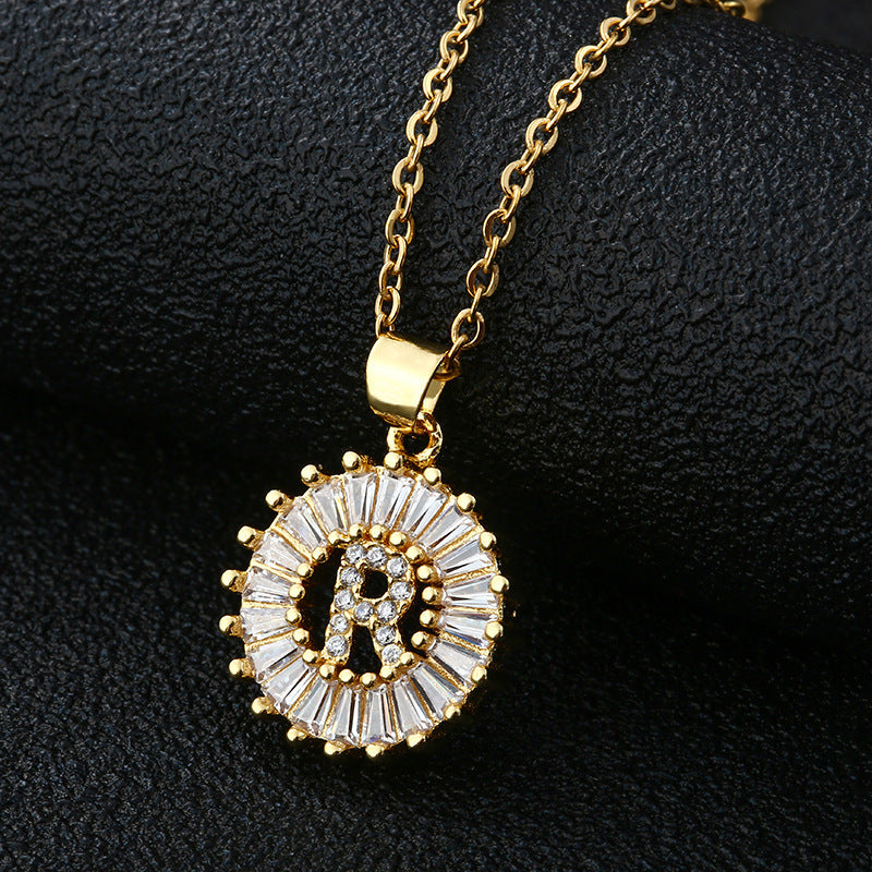 Personalized Initial Necklace with Cubic Zirconia
