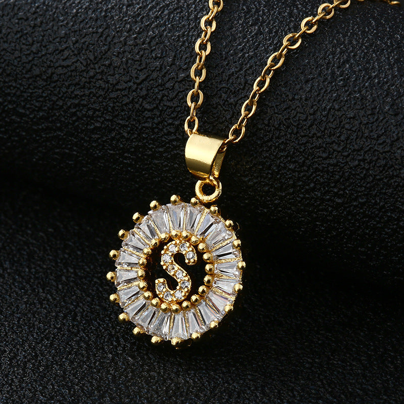 Personalized Initial Necklace with Cubic Zirconia