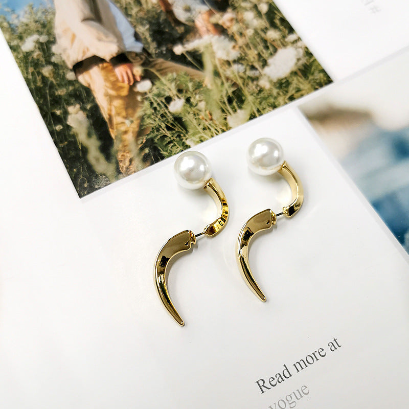 Shape Pearl Metal Multi-wearing Method Earrings Niche Temperament Simple Earrings