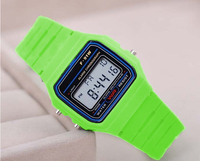 Non-Marked Gold And Silver F91W Ultra-Thin LED Electronic Watch