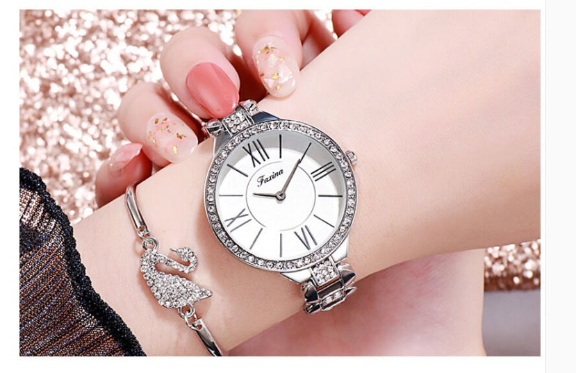 Women Quartz Watch Set Bracelet Necklace Ring Earrings Gift