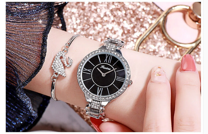 Women Quartz Watch Set Bracelet Necklace Ring Earrings Gift